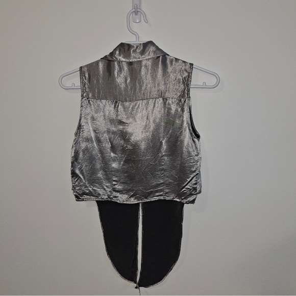 Joule Energy Vintage Tie Waist Sleeveless Blouse S Metallic Silver - Picture 4 of 9